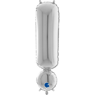 Foliový symbol Vykřičník stříbrný 102 cm