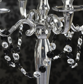 Křišťálová girlanda - Černo-čirá - 1m