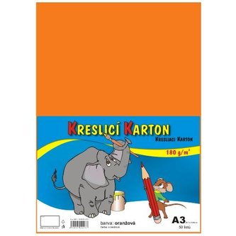 Kreslicí karton barevný A3/50/180g - oranžový