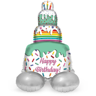 Stojící balónek Narozeninový dort s polevou - Happy Birthday 72 cm