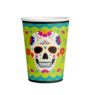 EKO Papírové kelímky Halloween - Day of the dead barevné - 8 ks