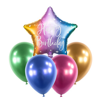 Balónkový set Happy Birthday Duhový - 5 ks