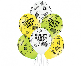 Latexové balonky Gamer - Happy birthday 30 cm - 6 ks