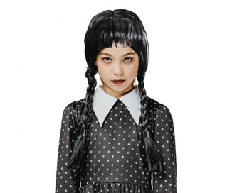 Dámská paruka - černé copy - Wednesday Addams