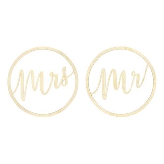 Dekorace závěsná Mr Mrs 38cm 2ks