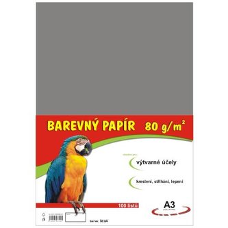 Barevný papír A3/100/80g-šedý