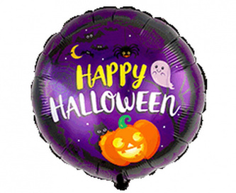 Foliový balonek Happy Halloween - fialový 45 cm