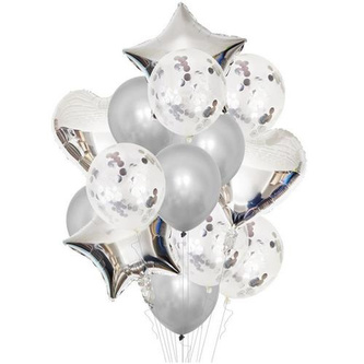 Balonkový buket Stříbrný - 14 ks