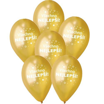 Balonky Všechno nejlepší CZ Zlaté 6 ks, 30 cm