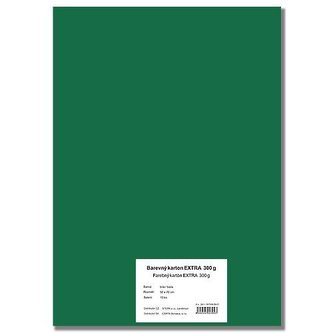 Barevný karton EXTRA 300g  50x70cm - tmavě zelený  10listů