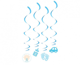 Závěsné spirály papír-folie Baby boy 60 cm - 4 ks