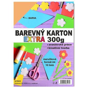 Barevný karton EXTRA 300g A4/10listů - meruňkový
