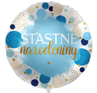 Foliový balonek Šťastné narodeniny SK - Blue Birthday 43 cm