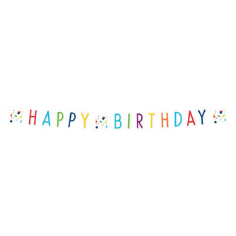 Party nápis Rainbow Confetti - Happy Birthday 180 x 14 cm