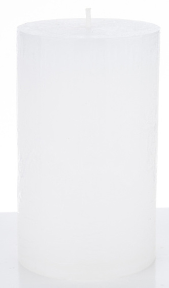 Svíčka Rustikální bílá metalická - 10 x 7 cm