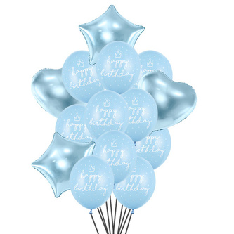 Balonkový buket Happy Birthday Modrý - 14 ks