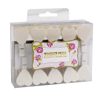 Svatební kolíčky krémové se srdíčkem - 20 ks