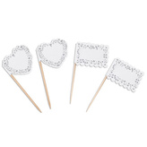 Dřevěná napichovátka - Vlaječky Vintage krajka - 20 ks