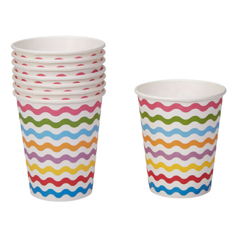 Papírové kelímky barevné vlnky 8 ks