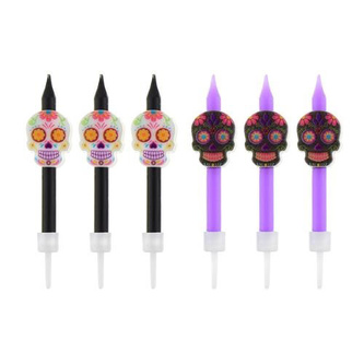Dortové svíčky Dia de los Muertos - 6 ks