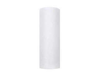 Tyl úzký bílý s glitrem 15 cm x 9 m