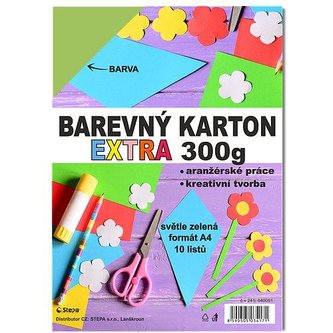 Barevný karton EXTRA 300g A4/10listů - světle zelený