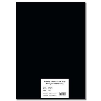 Barevný karton EXTRA 300g  50x70cm - černý  10listů