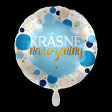 Foliový balonek Krásné narozeniny CZ - Blue Birthday - 43 cm