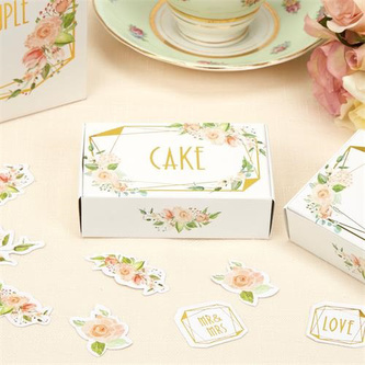 Dárkové svatební krabičky bílé s růží Cake - 10 ks