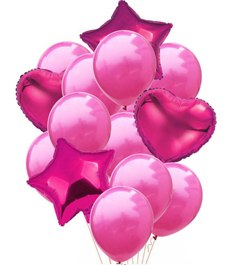 Balonkový buket Tmavě Růžový - 14 ks