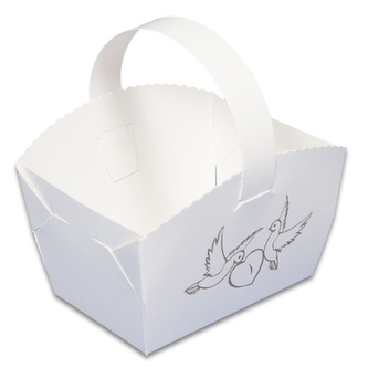 Košíček na svatební koláčky s potiskem Holubičky - 50 ks