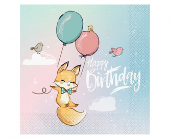 Papírové ubrousky pastel Animals Happy Birthday 20 ks
