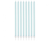 Dortové svíčky dlouhé s držátky - modré 15, 5 cm - 8 ks