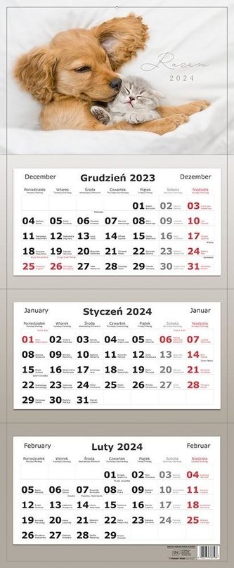 Kalendarz 2024 trójdzielny 82,5X34cm Razem Kalendarz 2024 trójdzielny 82,5X34cm Razem