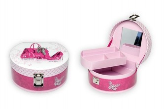 Skříňka šperkovnice růžová v sáčku 17x8cm