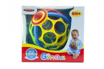 Chrastítko koule s kuličkami plast 15cm v krabici 6m+