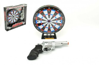 Pistole laserová+terč plast 22cm na baterie se světlem se zvukem