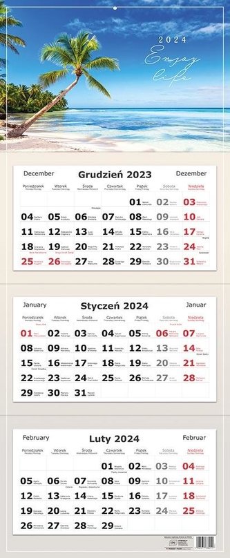 Kalendarz 2024 trójdzielny 82,5X34cm Widok
