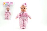 Panenka/miminko měkké tělo plast 35cm na baterie se zvukem v sáčku