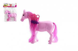 Kůň česací s hřebenem plast 16cm asst 2 barvy v sáčku