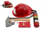 Sada hasič helma + doplňky plast 35cm v síťce
