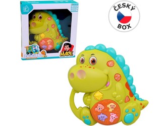 Piánko dinosaurus, se světlem,  hudbou a zvukem, na batererie, 14,5 x 4 x 14,5 cm