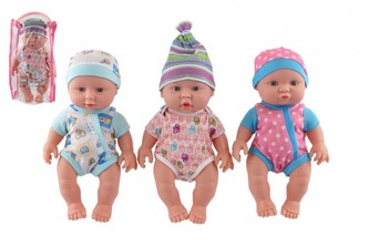 Miminko/miminko pevné tělo plast 25 cm na baterie se zvukem 3 druhy v plastové taštičce 13x28x7cm