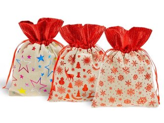 Worek materiałowy na prezent BN nadruk 13x17cm MIX