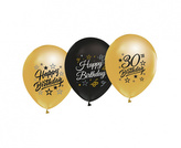 Latexové balonky metalické Happy Birthday s číslem 30 - 5 ks
