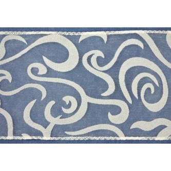 Olemovaná organza se vzorem vlnek - bílá úzká