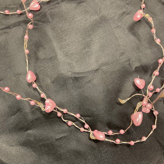 Řetěz s LED světýlky - perličky srdíčka růžové - 2m