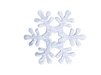 Śnieżynka srebrna dekoracja drewniana 4cm 12szt