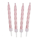 Dortové svíčky růžové perleťové 6 cm - 12 ks