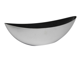 Stříbrný plastový květináč loďka 14x13,5x55 cm